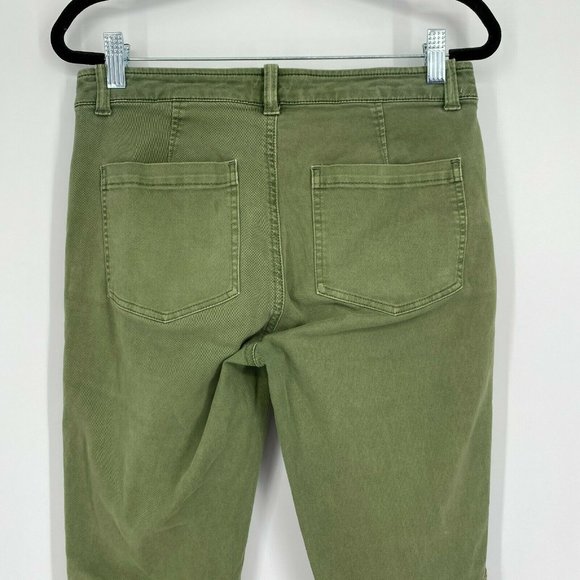 J. Crew Ankle Zip Skinny Jogger Pants Women's Size 0 Mid Rise Stretch Crop Green - Picture 7 of 12
